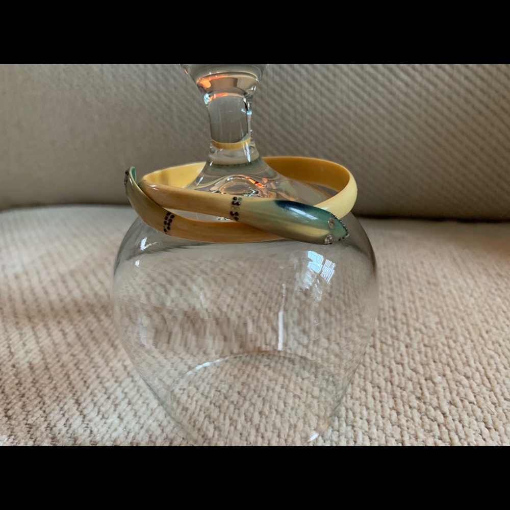 Art Deco Rare Celluloid Double-Headed Snake Bangle